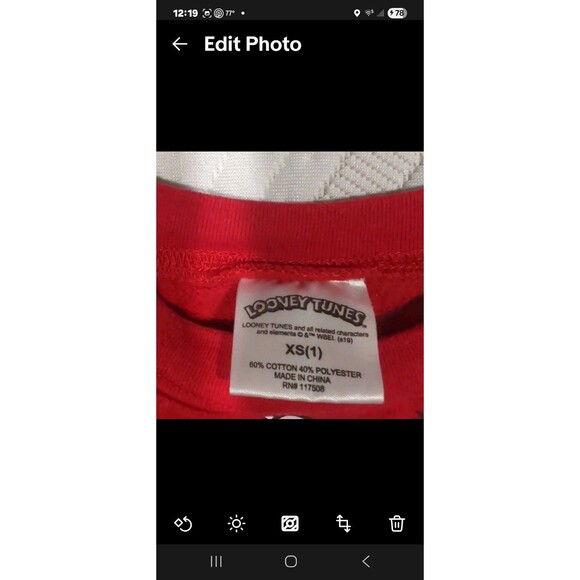 Looney Tunes Sweatshirt Unisex XS Red 90s Y2K Style Cartooncore Streetwear Crew - Picture 3 of 8